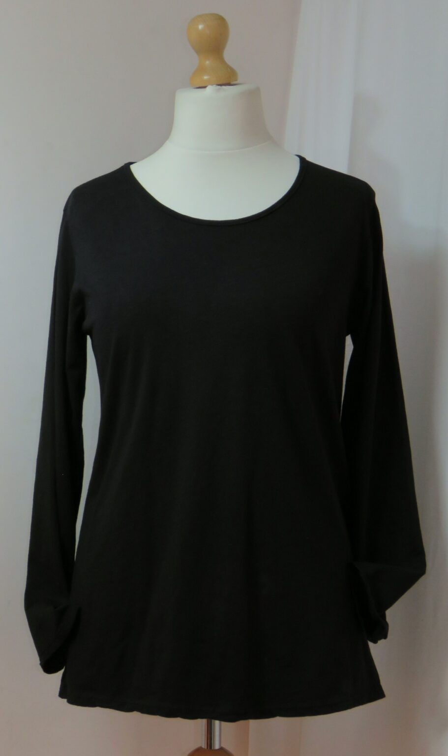 Black, basic layering, long-sleeve, cotton jersey top