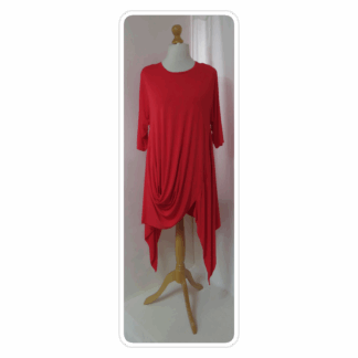 Red, draped, jersey, tunic top by Cover Up