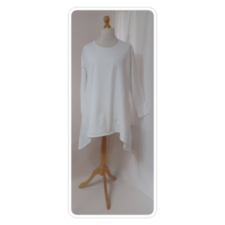 Cream, shark-bite hem, light sweatshirt, tunic top
