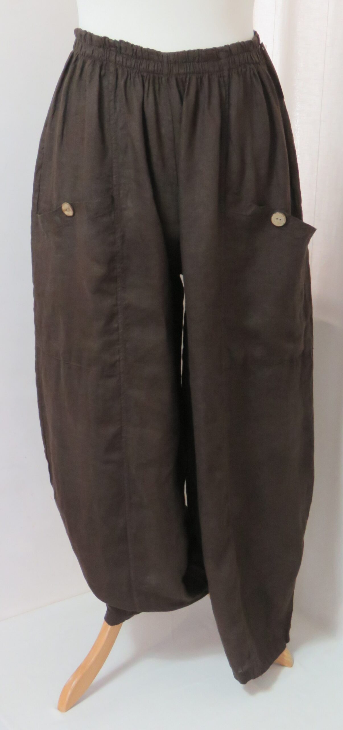 Brown, button-pocket pants - 1