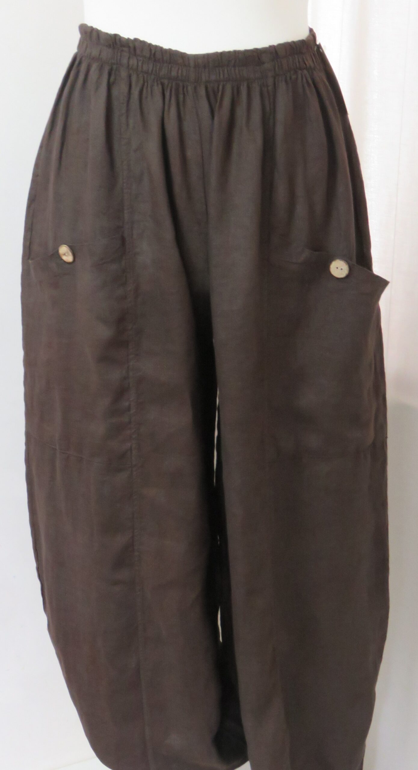 Brown, button-pocket pants - 2