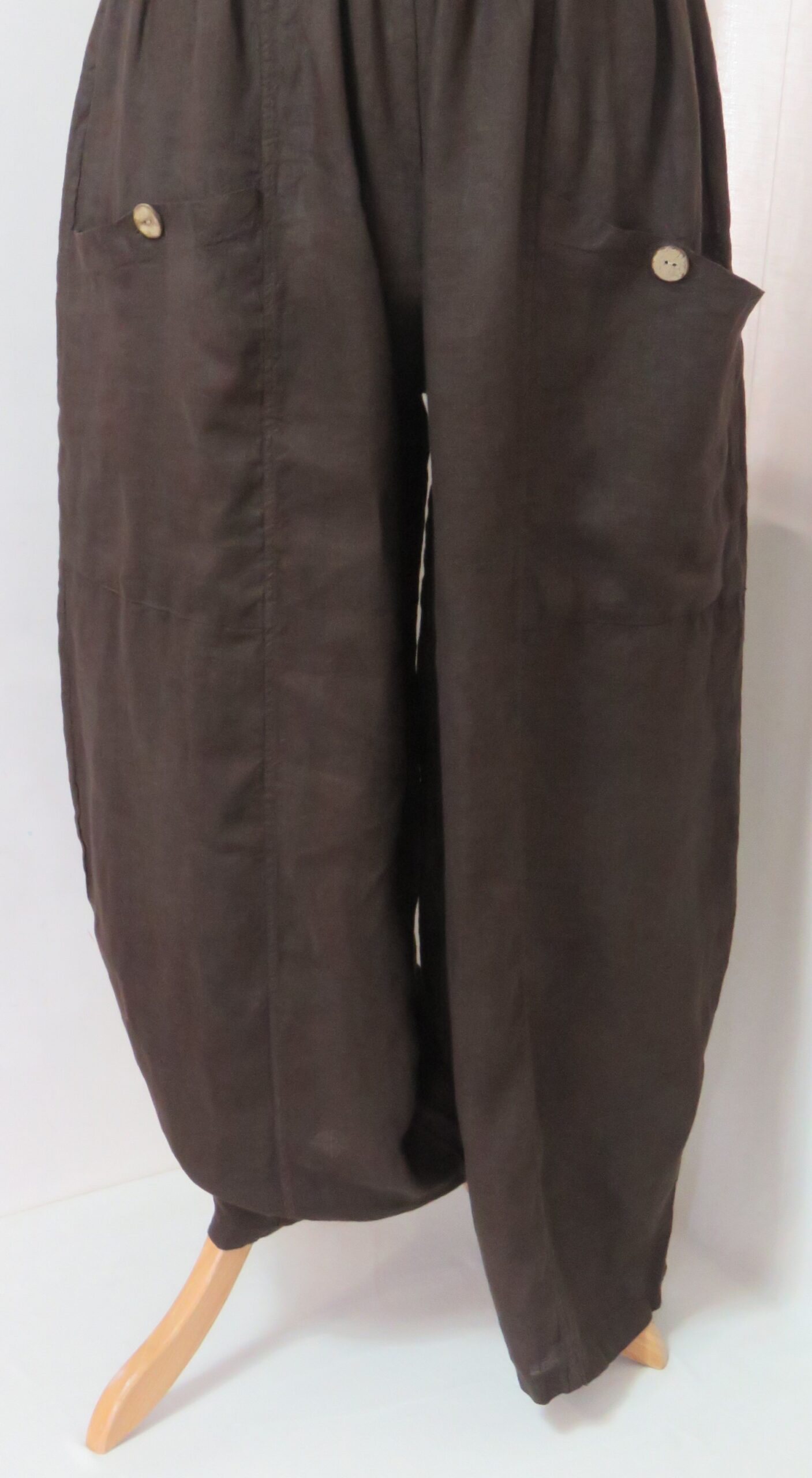 Brown, button-pocket pants - 3