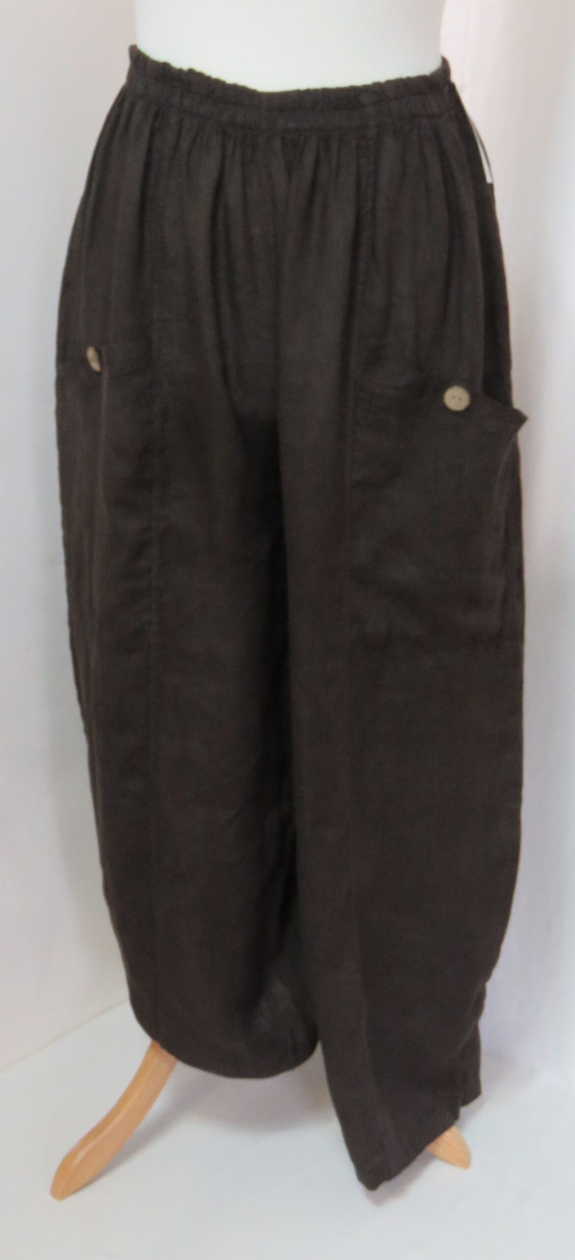 Brown, button-pocket pants - 4