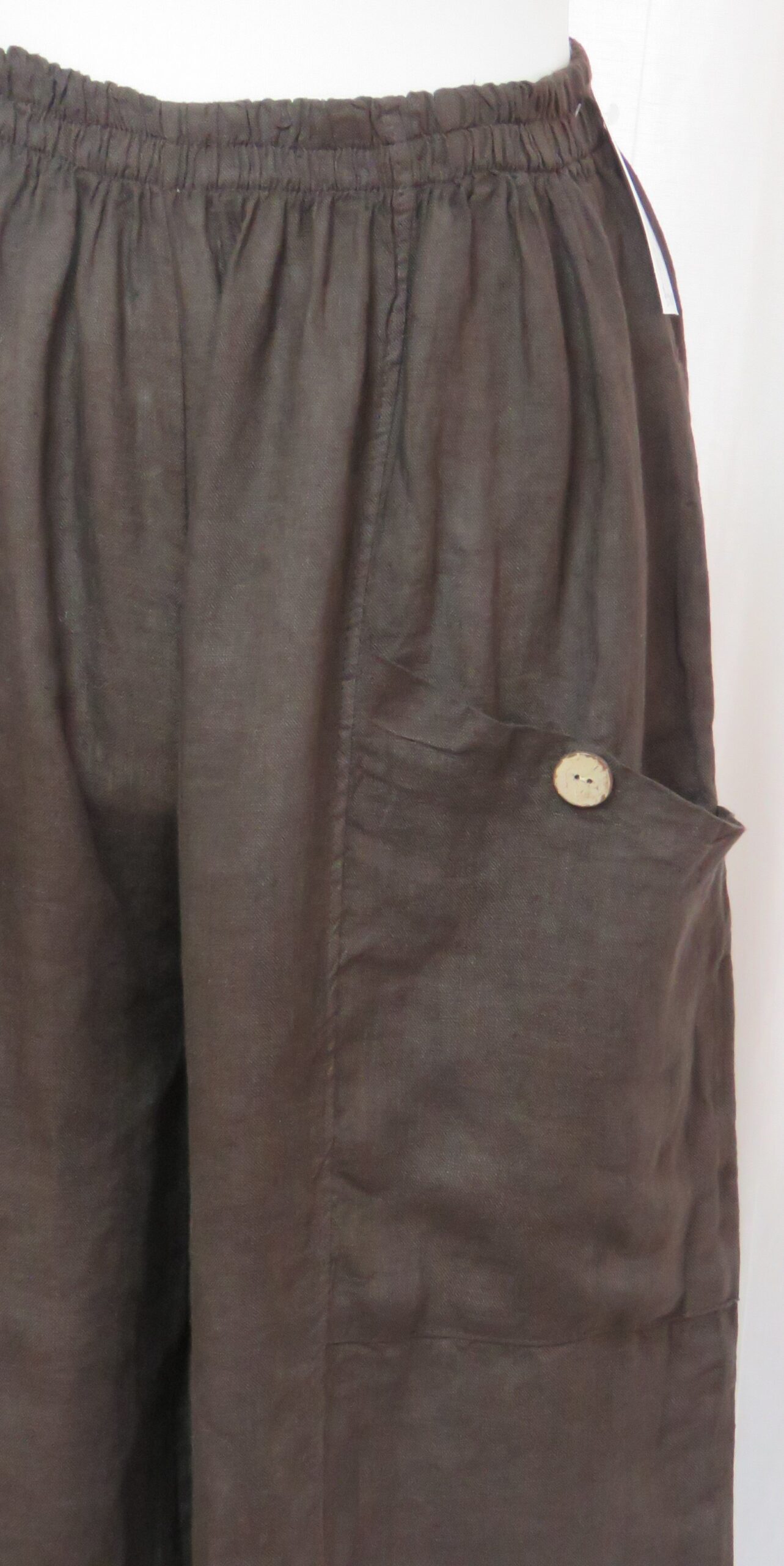 Brown, button-pocket pants - 5