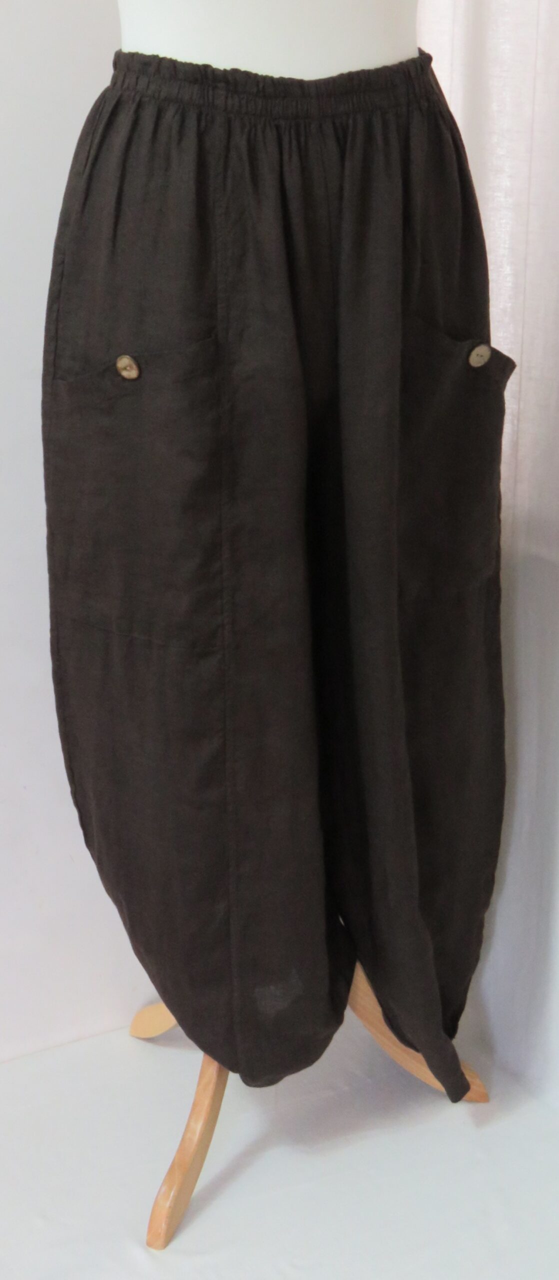 Brown, button-pocket pants - 8
