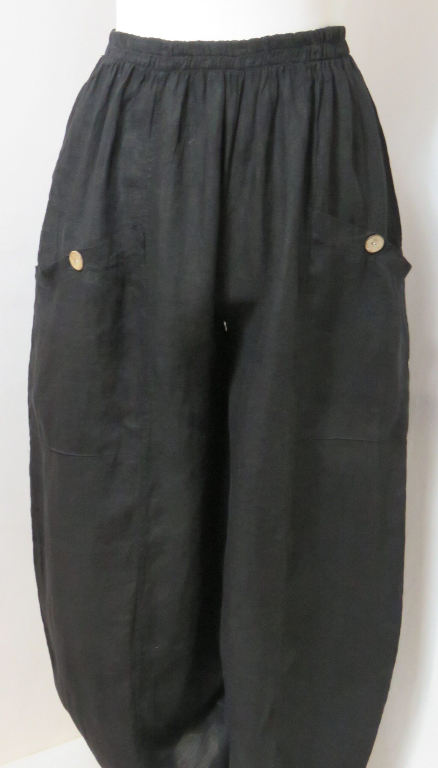 Black, button-pocket pants - 2