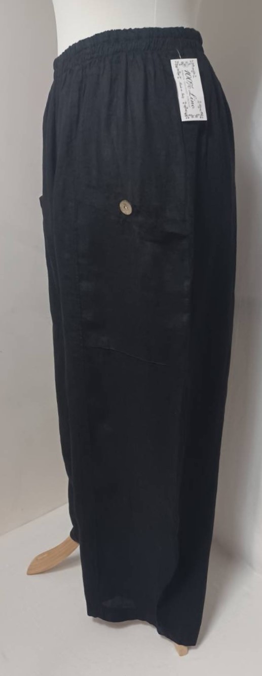 Black, button-pocket pants - 6