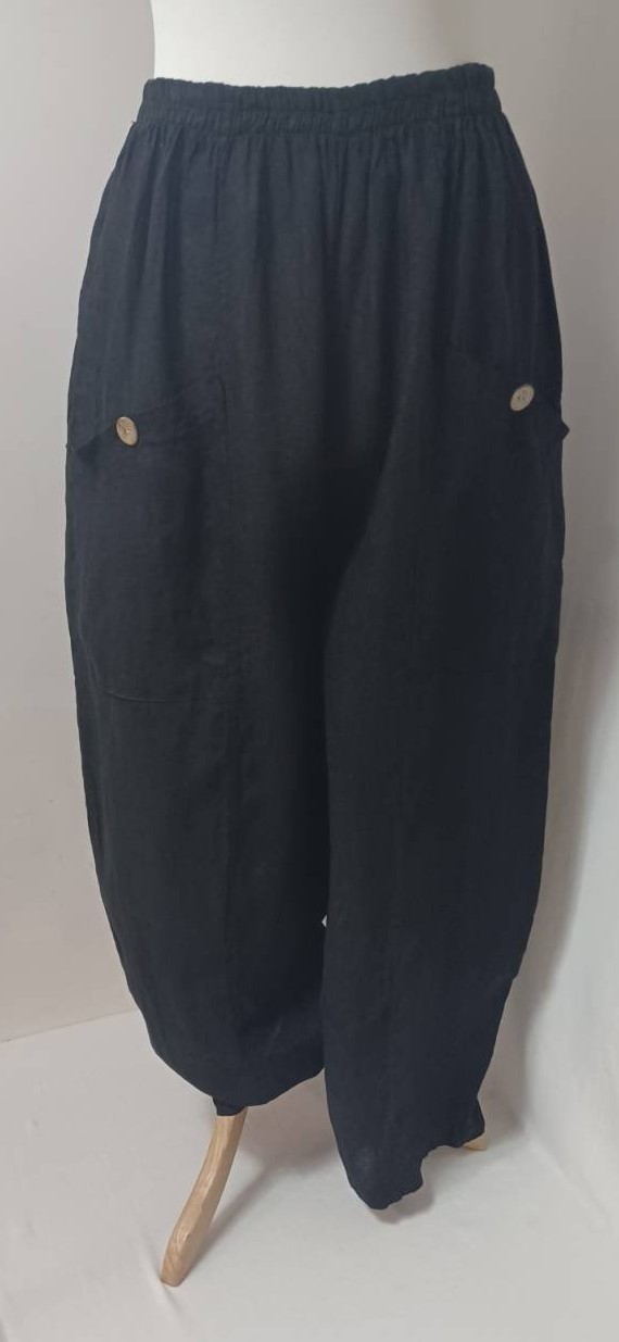 Black, button-pocket pants - 8