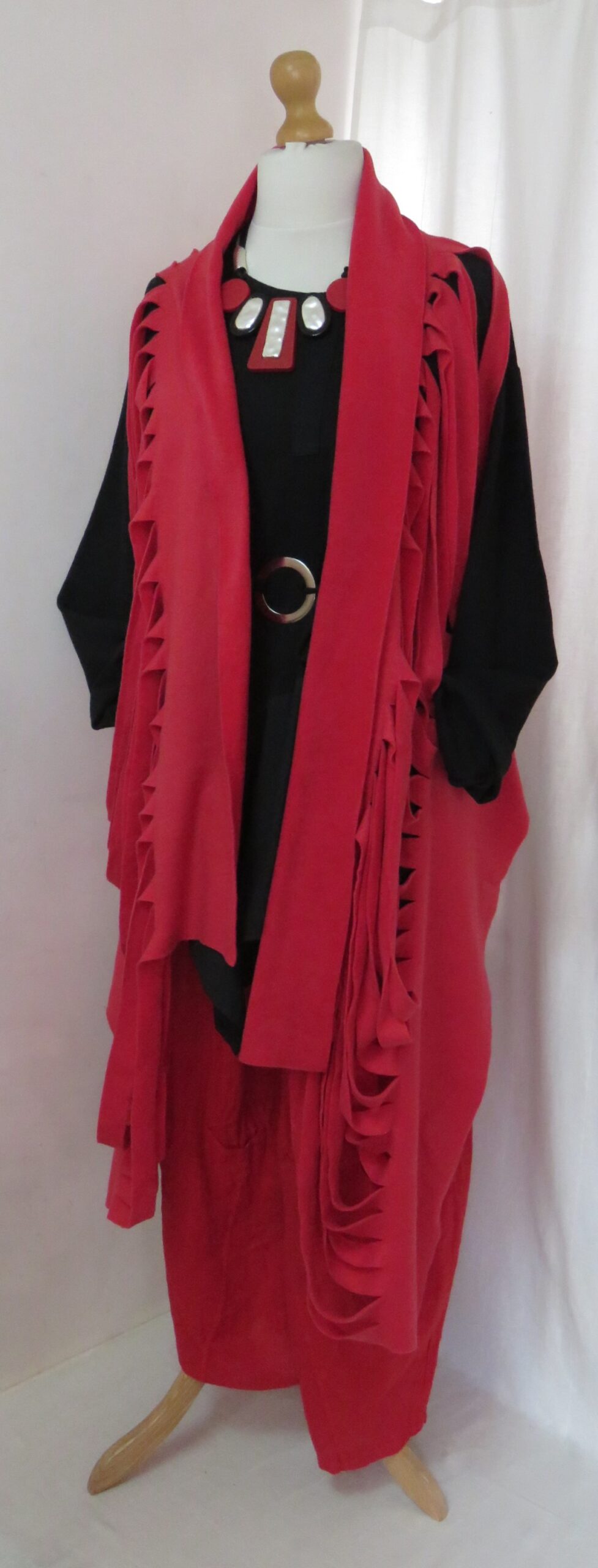 Red, fleece, ladder scarf - 19