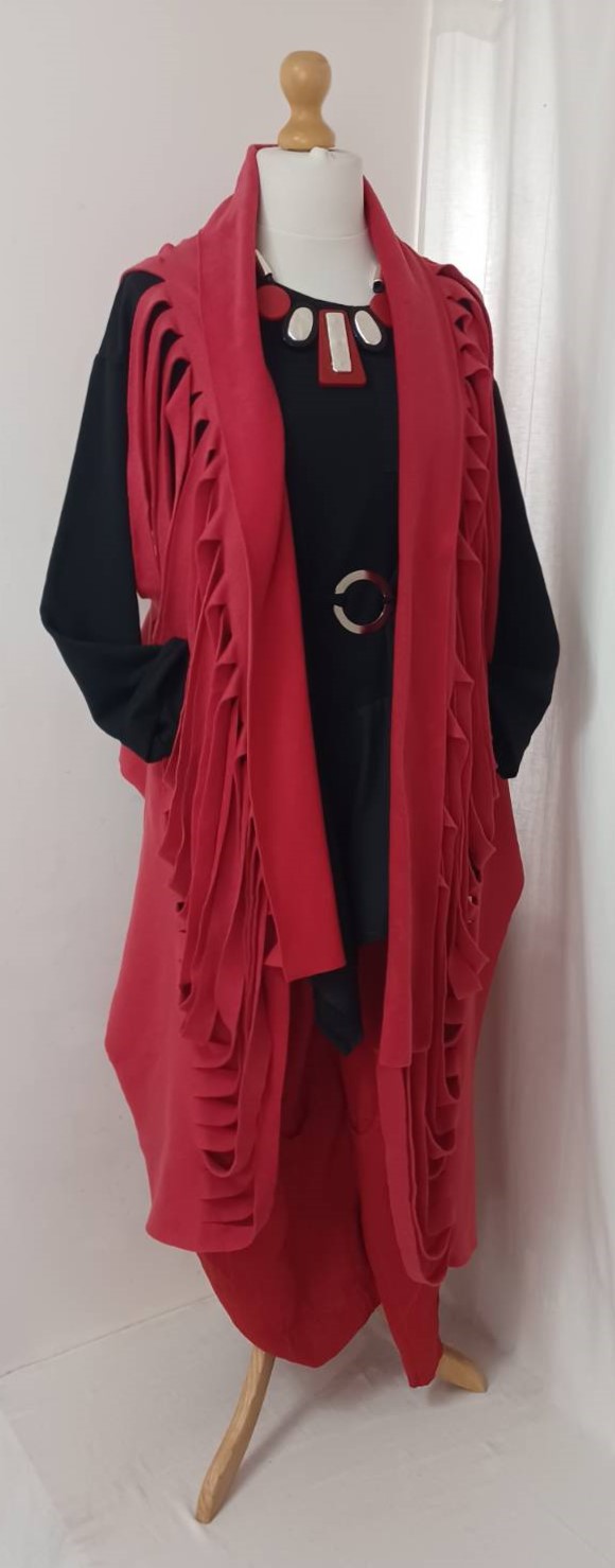 Red, fleece, ladder scarf - 21