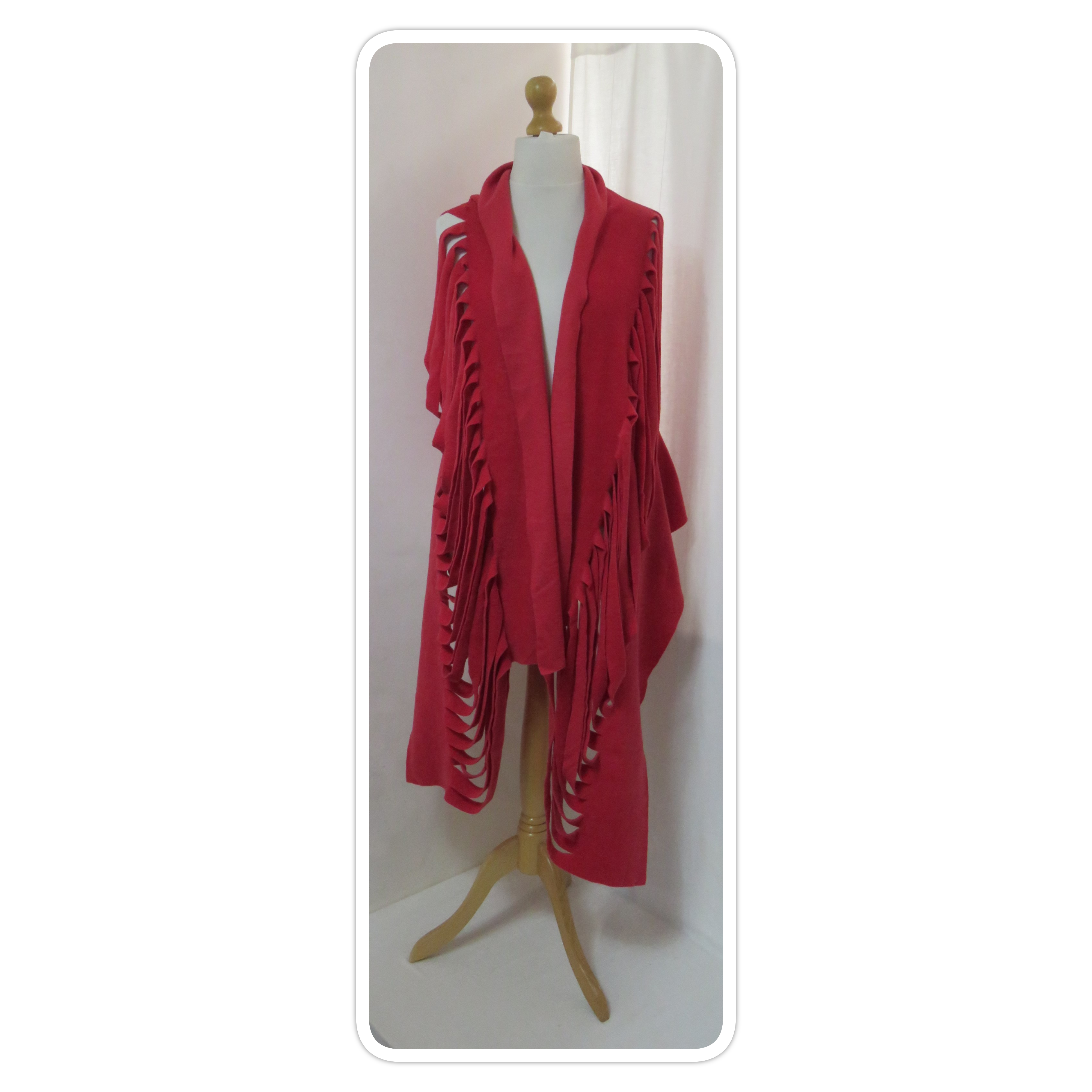 Red, fleece, ladder scarf