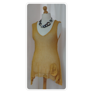 Mustard, loose-knit, sleeveless overtop by Cover Up