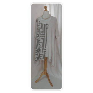 Mocha, abstract pattern, cotton tunic by ID Clothing