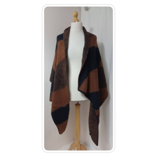 Rust & black, wool-blend, colour-block scarf