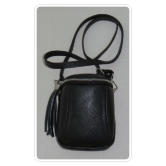 Black, Italian leather, crossbody/shoulder bag