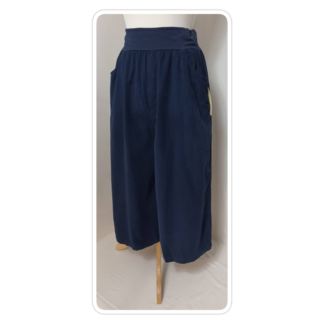 Navy blue, soft needlecord, wide-leg pants/culottes