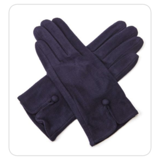 Navy blue, stretchy gloves, with button trim