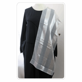 Cream, silky, striped scarf