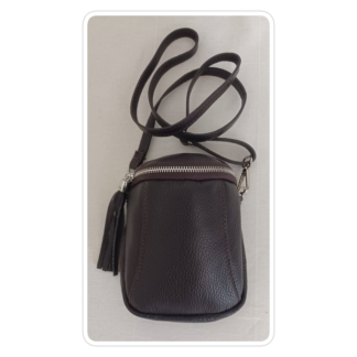 Dark brown, Italian leather, crossbody/shoulder bag