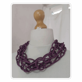 Purple, triple-strand, rubber chain, necklace