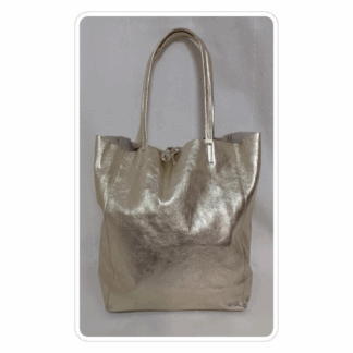 Genuine Italian leather, large, gold-coloured, tote shoulder bag