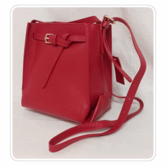 Red, genuine italian leather, boxy, crossbody/shoulder bag