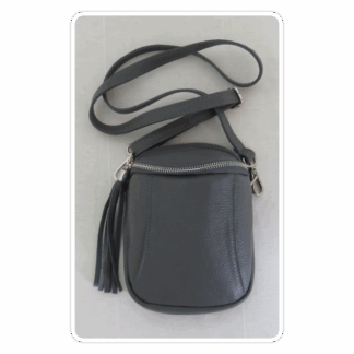 Charcoal grey, Italian leather, crossbody/shoulder bag