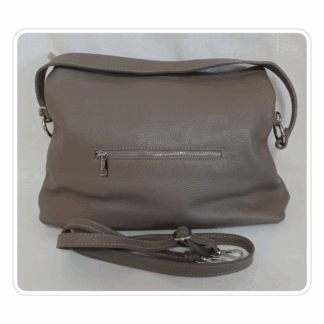 Dark taupe, genuine Italian leather, crossbody/shoulder bag