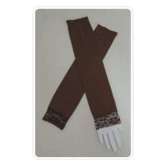 Brown, lace-edge, arm warmers