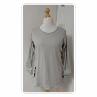 Stone-coloured, basic layering, long-sleeve, cotton jersey top