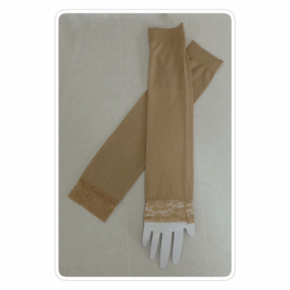 Beige, lace-edge, arm warmers