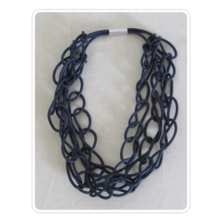 Navy blue, triple-strand, rubber chain, necklace