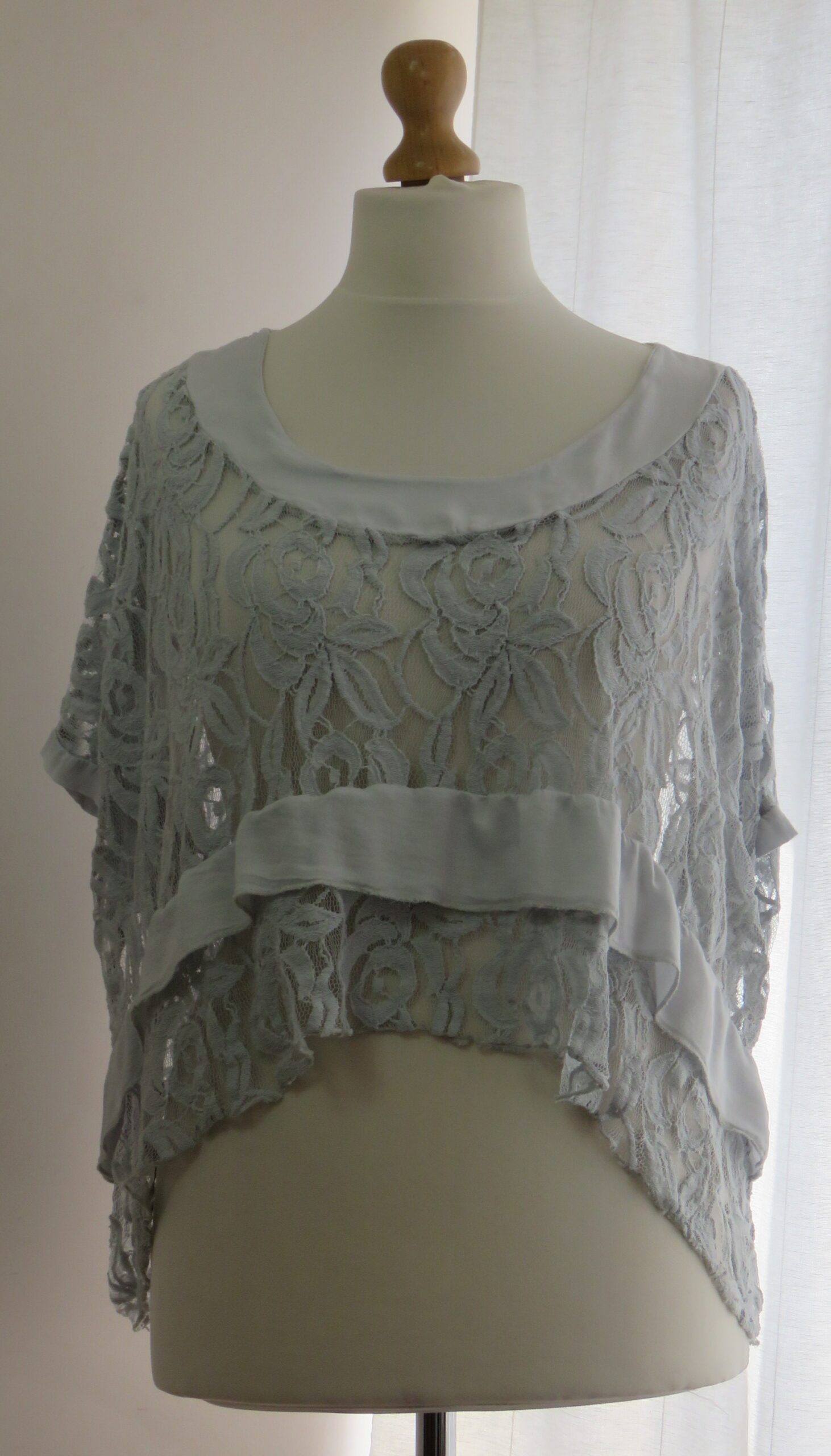 Silver grey, lace overtop - 1