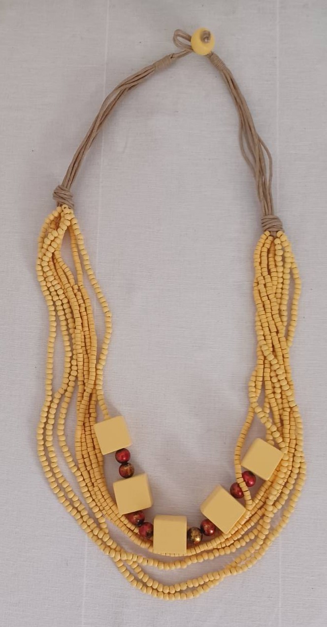 Yellow, wooden necklace - 1