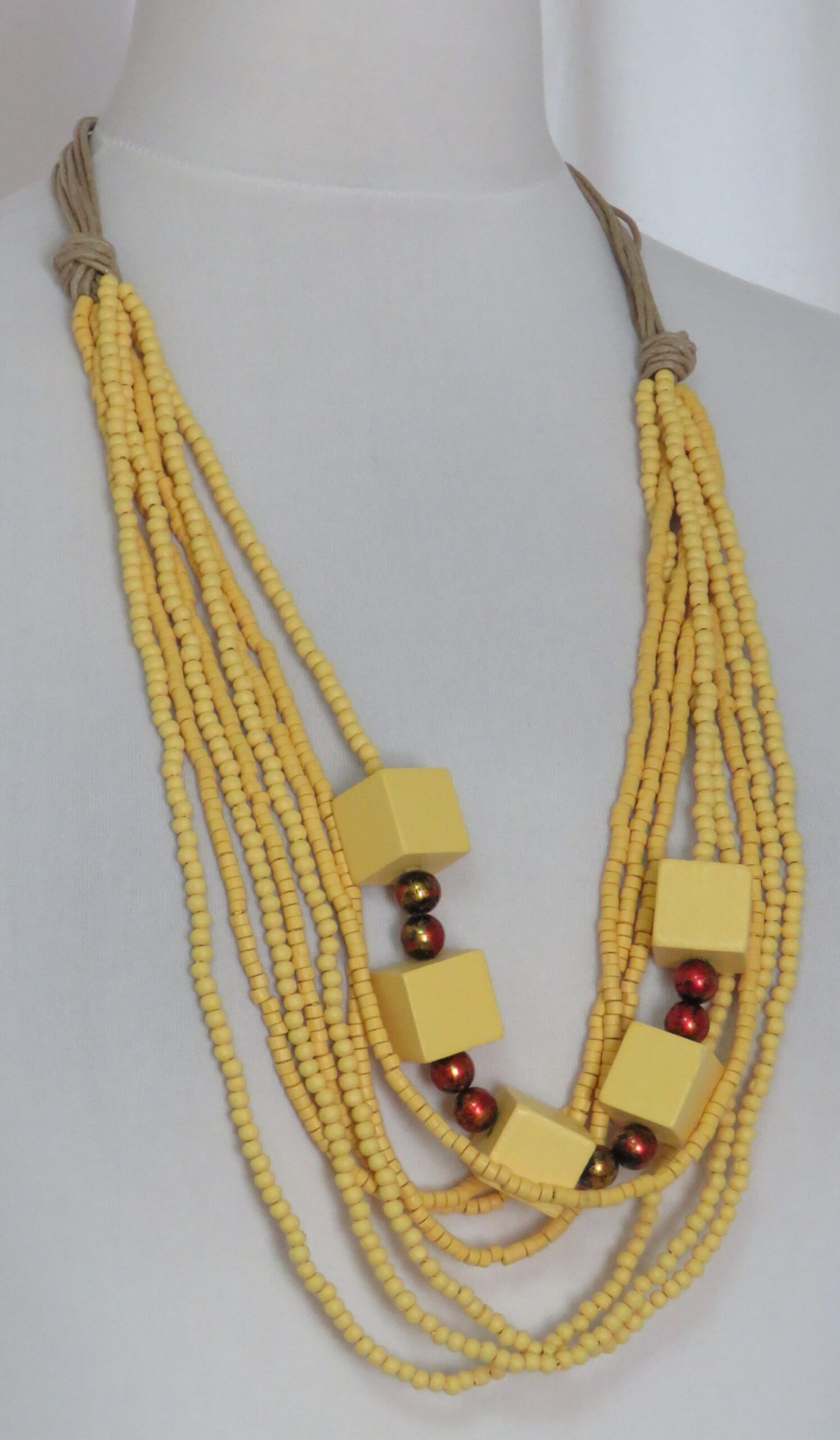 Yellow, wooden necklace - 10