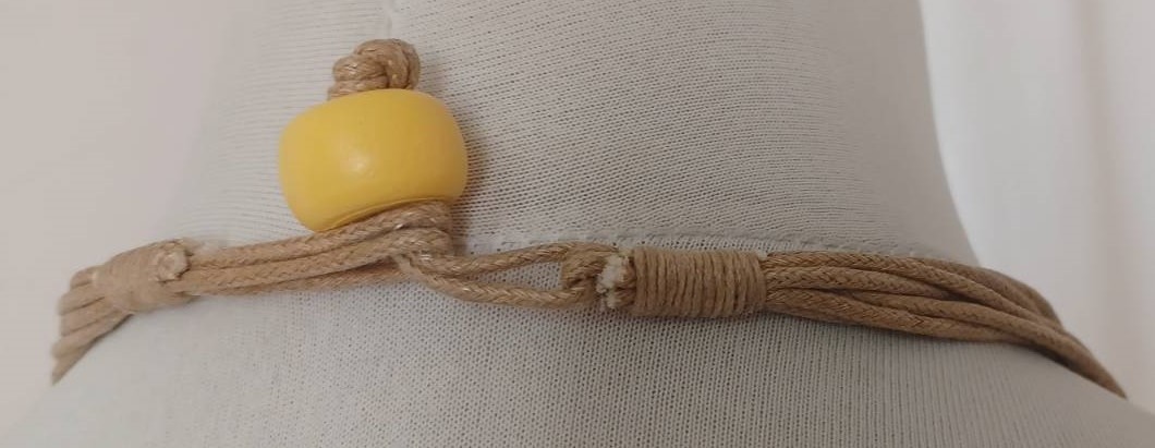 Yellow, wooden necklace - 11