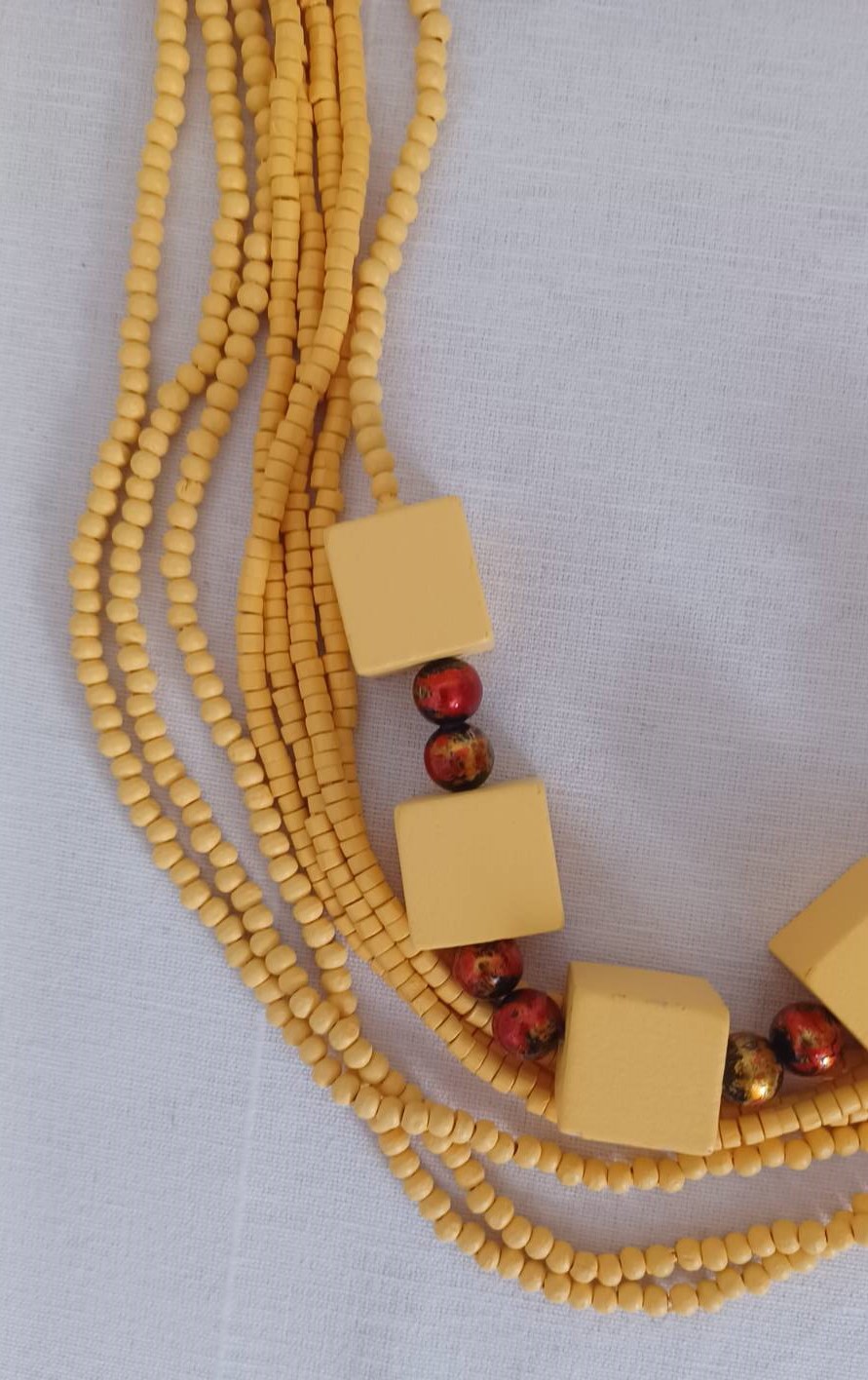 Yellow, wooden necklace - 2