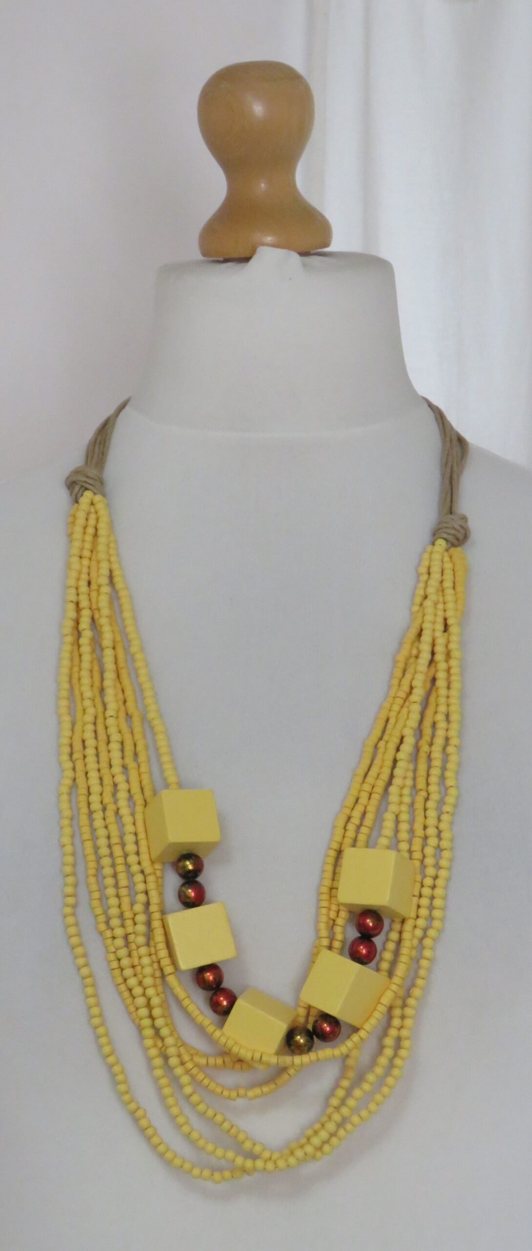 Yellow, wooden necklace - 4