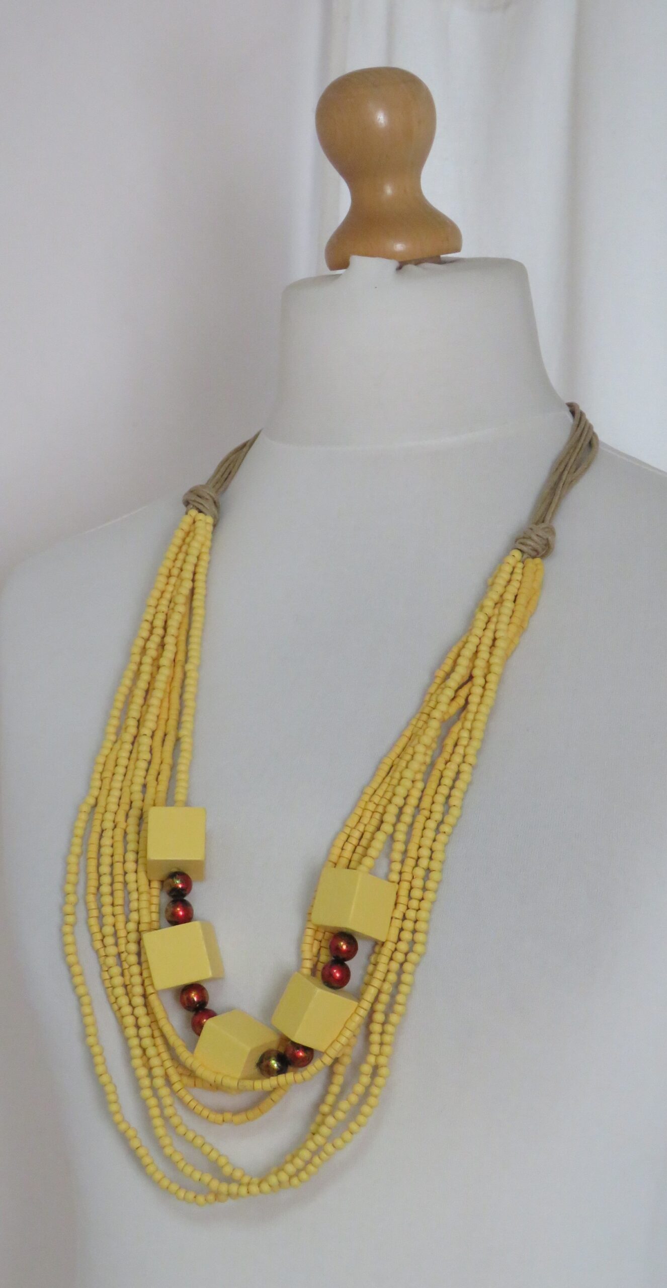 Yellow, wooden necklace - 7