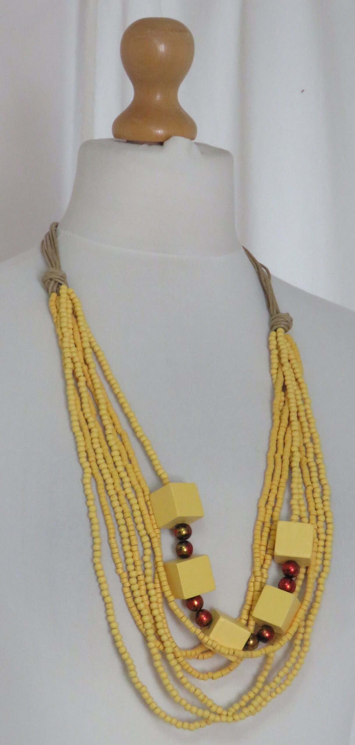 Yellow, wooden necklace - 9