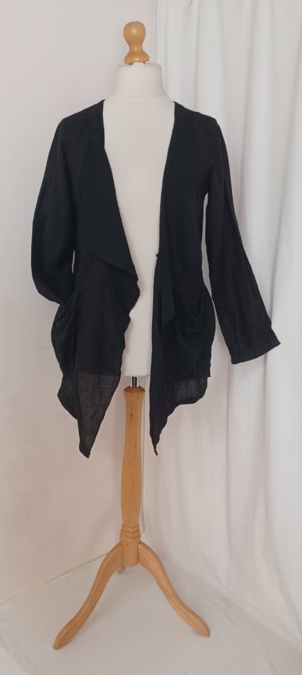 Black, linen jacket - 1