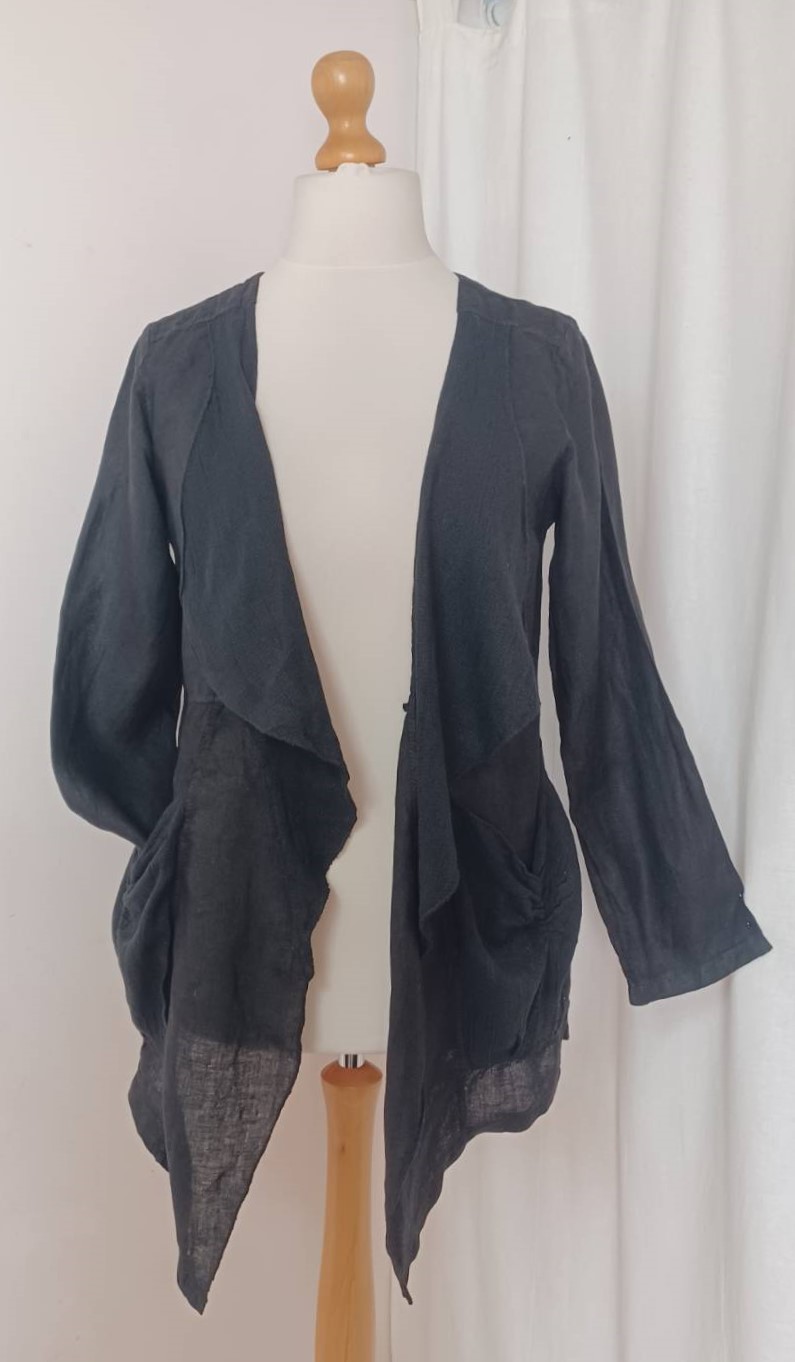 Black, linen jacket - 2