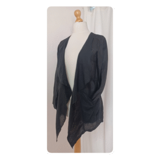 Black, linen & cheesecloth, fitted jacket