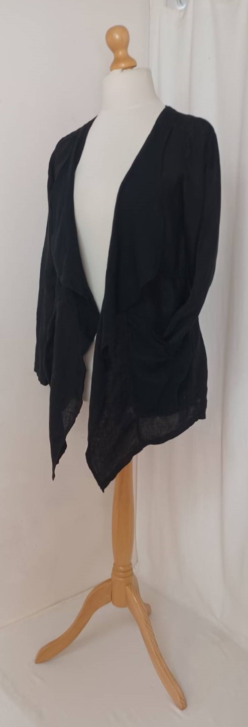 Black, linen jacket - 5