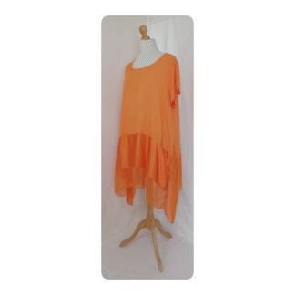 Orange, asymmetrical, silk-hem, tunic top