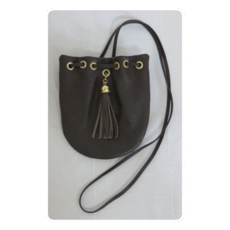 Dark brown, genuine leather, small, pouch-style, shoulder bag